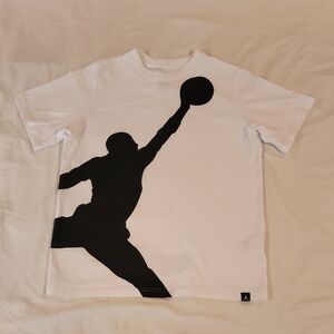 White T-Shirt with Black Silhouette Michael Jordan Design. Size Large